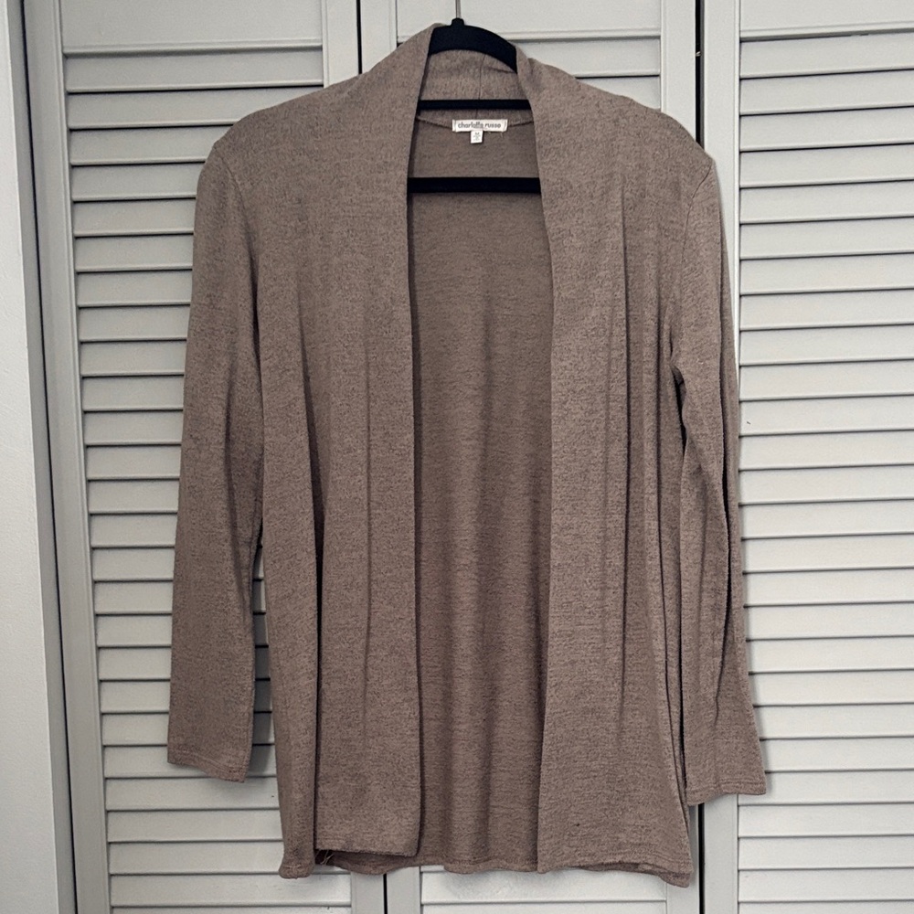 Charlotte Russe Light Brown Open Front Cardigan